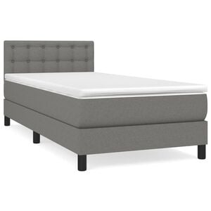 vidaXL Cama box spring con colchón tela gris oscuro 80x200 cm