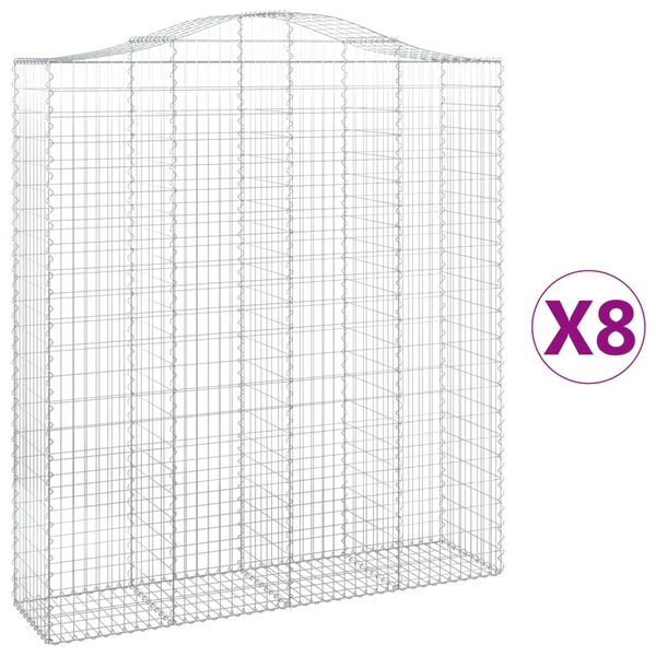vidaXL Cestas de gaviones 8 uds forma de arco hierro 200x50x220/240 cm