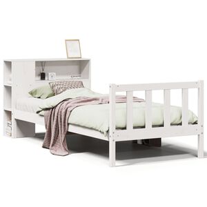 vidaXL Cama con estanter&iacute;a sin colch&oacute;n madera maciza de pino 90x190 cm