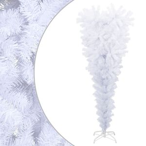 vidaXL &Aacute;rbol de Navidad artificial al rev&eacute;s con soporte blanco 120 cm