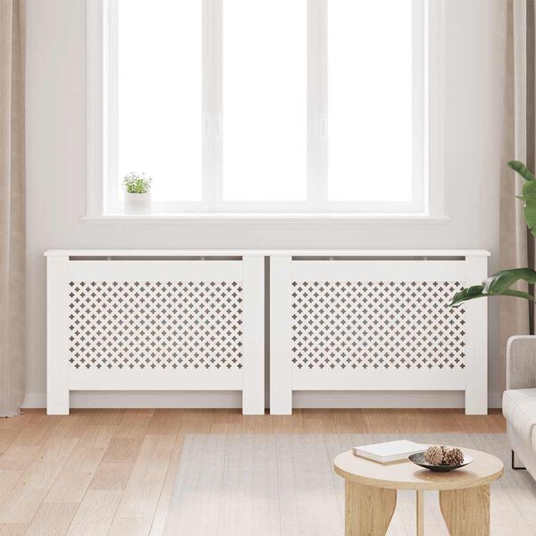 vidaXL Cubiertas para radiador 2 unidades MDF blanco 112x19x81,5 cm