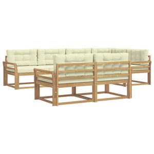 vidaXL Conjunto de sof&aacute;s de exterior 6 pcs Blanco y Crema Poli&eacute;ster