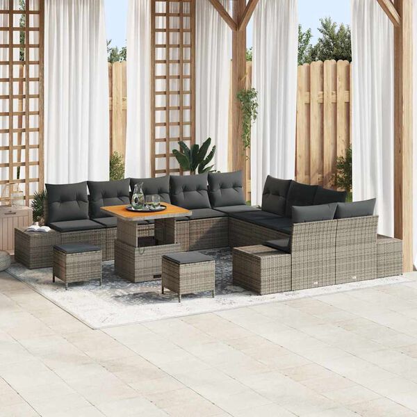 vidaXL Conjunto de sof&aacute; de jard&iacute;n 13 pcs Gris Claro y Gris Oscuro