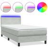 vidaXL Cama box spring con colch&oacute;n y LED terciopelo gris claro 90x210 cm
