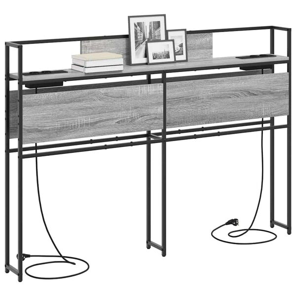 vidaXL Cabecera de almacenamiento con estante Gris sonoma 160 cm