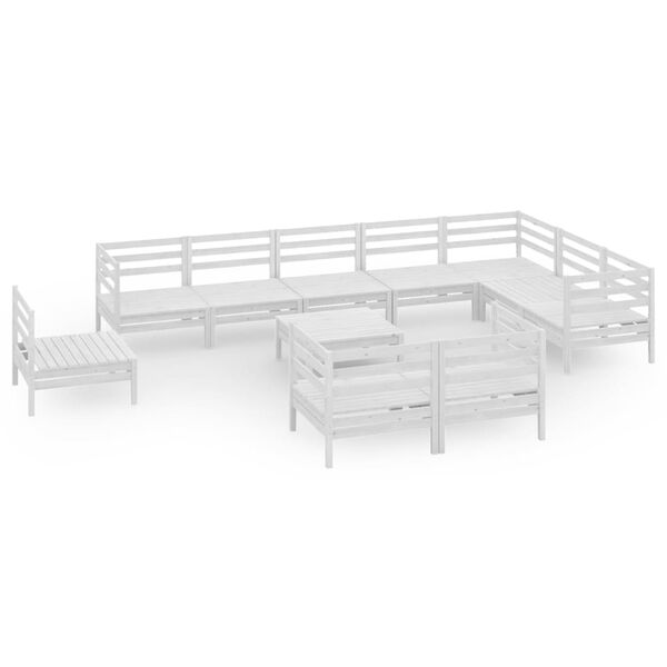 vidaXL Juego de muebles de jard&iacute;n 11 piezas madera maciza pino blanco