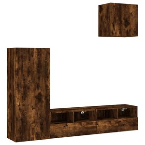vidaXL Muebles de TV de pared 4 pzas madera ingenier&iacute;a roble ahumado