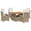 vidaXL Set comedor de jard&iacute;n 5 pzas con cojines rat&aacute;n sint&eacute;tico beige