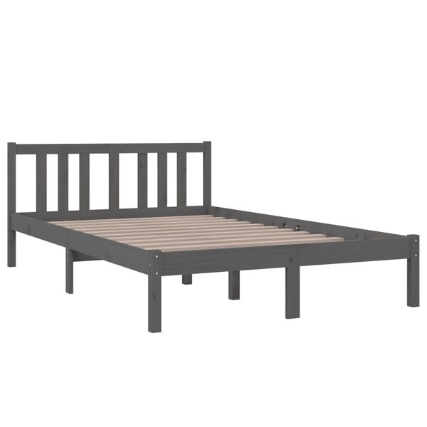 vidaXL Estructura de cama sin colch&oacute;n madera maciza gris 120x200 cm