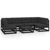 vidaXL Set de muebles de jard&iacute;n 7 pzas con cojines madera pino negro