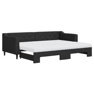 vidaXL Sof&aacute; cama nido con colch&oacute;n tela negro 80x200 cm