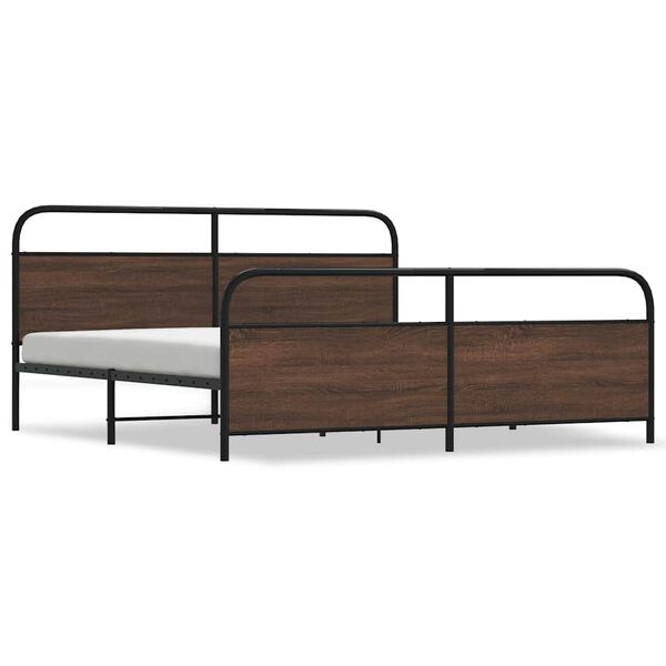 vidaXL Estructura de cama sin colchón metal roble marrón 180x200 cm
