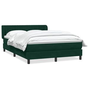 vidaXL Cama box spring con colch&oacute;n terciopelo verde oscuro 160x220 cm