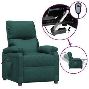 vidaXL Sill&oacute;n reclinable el&eacute;ctrico tela verde oscuro