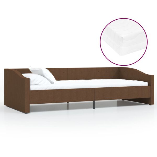 vidaXL Sof&aacute; cama con colch&oacute;n USB de tela marr&oacute;n 90x200 cm