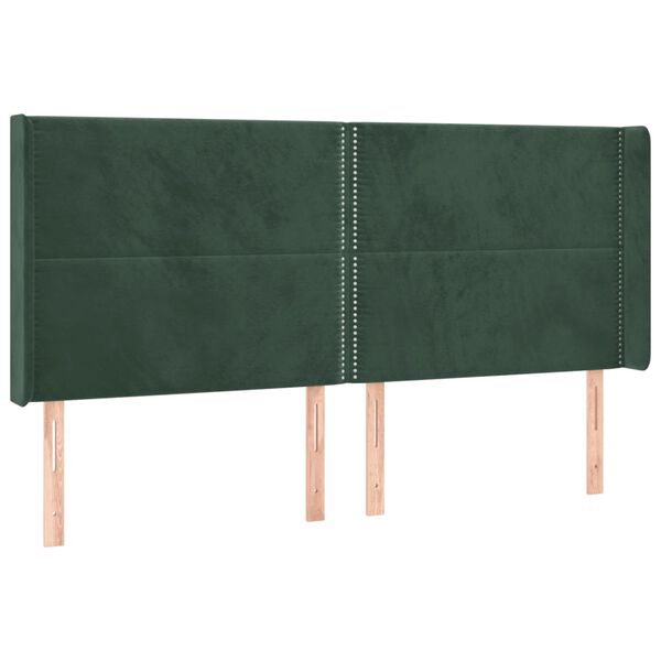 vidaXL Cabecero con LED de terciopelo verde oscuro 163x16x118/128 cm