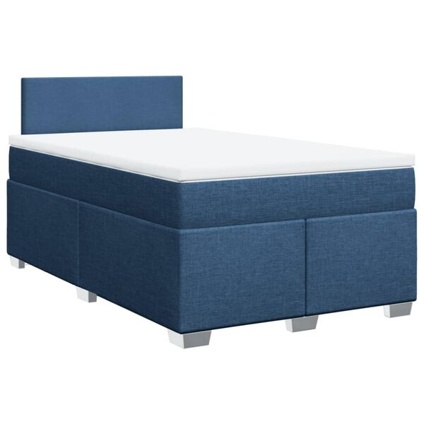 vidaXL Cama box spring con colch&oacute;n tela azul 120x200 cm