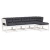 vidaXL Set sof&aacute;s jard&iacute;n 5 pzas con cojines madera maciza pino blanco
