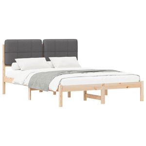 vidaXL Estructura de Cama con Cabecera Tapizada Gris oscuro