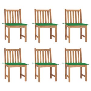 vidaXL Sillas de jard&iacute;n 6 unidades con cojines madera maciza de teca