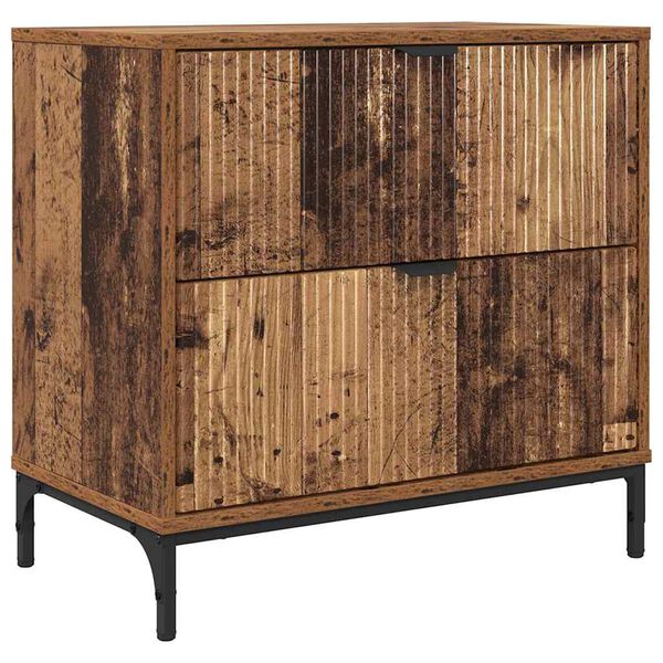vidaXL Mesa de Noche con cajón Madera vieja 63.5 x 36 x 61 cm