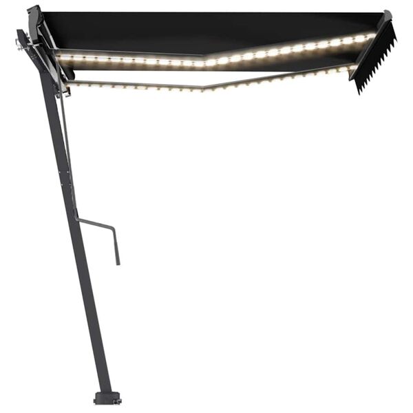 vidaXL Toldo manual retr&aacute;ctil con LED antracita 300x250 cm