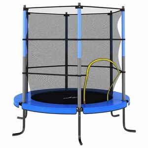 vidaXL Cama el&aacute;stica con red de seguridad redonda azul 140x160 cm