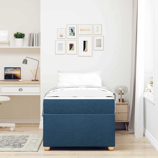 vidaXL Estructura de cama con colch&oacute;n Azul 100 x 200 cm tela