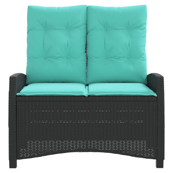 vidaXL Sill&oacute;n reclinable de jard&iacute;n con cojines rat&aacute;n sint&eacute;tico negro