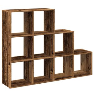 vidaXL Librer&iacute;a divisora 3 niveles madera envejecida 137,5x29x103,5 cm