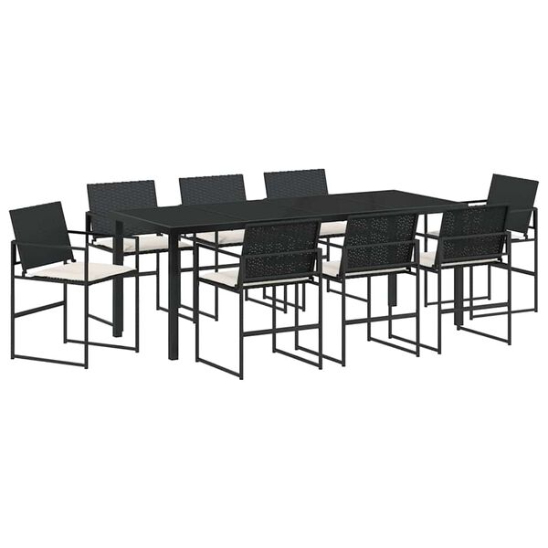 vidaXL Conjunto de Comedor de Jard&iacute;n 9 pcs Negro
