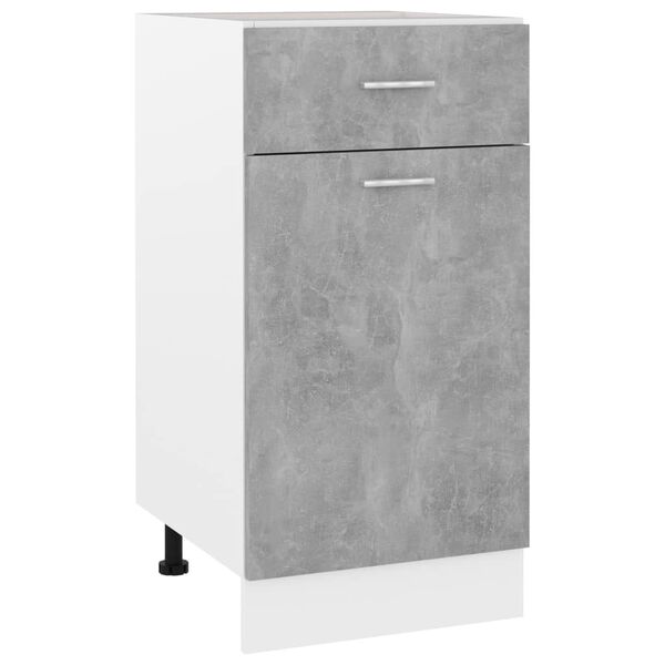 vidaXL Armario inferior cajón madera ingeniería gris hormigón 40x46x81,5 cm