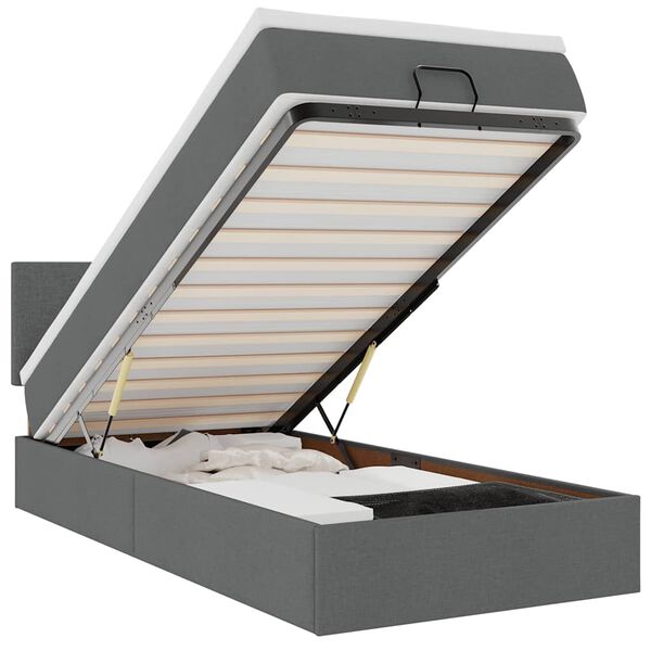 vidaXL Estructura cama otomana colchón tela gris oscuro 90x190cm