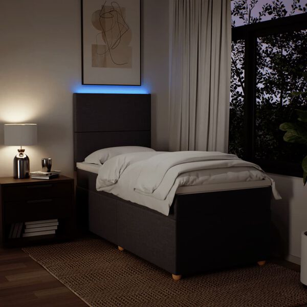 vidaXL Cama box spring con colch&oacute;n tela marr&oacute;n oscuro 80x200 cm