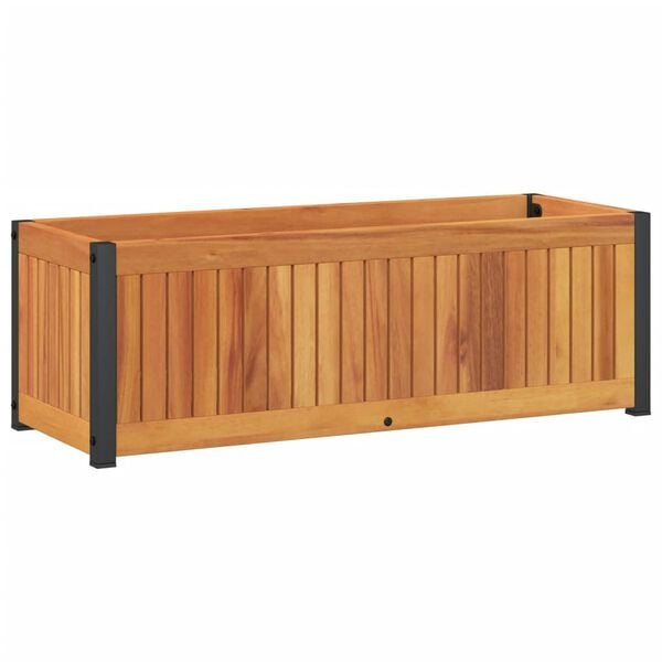 vidaXL Jardinera de madera maciza de acacia y acero 80x30x27,5 cm