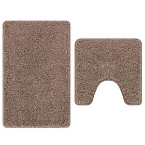 vidaXL Conjunto de alfombra de ba&ntilde;o antideslizante 2 pcs Marr&oacute;n PP