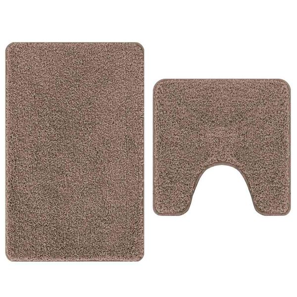 vidaXL Conjunto de alfombra de ba&ntilde;o antideslizante 2 pcs Marr&oacute;n PP