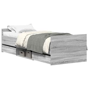 vidaXL Estructura de cama con cabecero piecero gris Sonoma 90x190 cm