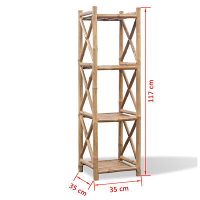 Estantería de Bambú Cuadrada de 4 Niveles