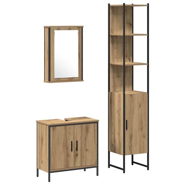vidaXL Juego de muebles de ba&ntilde;o 3 pcs Marr&oacute;n Madera contrachapada