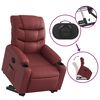 vidaXL Sillón elevable eléctrico cuero artificial rojo tinto