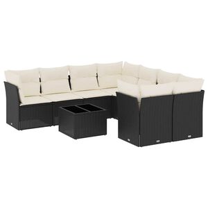 vidaXL Set de sof&aacute;s de jard&iacute;n 8 piezas y cojines rat&aacute;n sint&eacute;tico negro