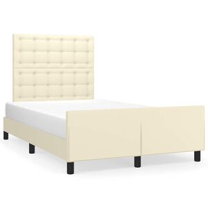 vidaXL Estructura de cama sin colch&oacute;n cuero sint&eacute;tico crema 120x190 cm