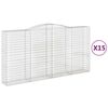 vidaXL Cestas de gaviones 15 uds forma de arco hierro 400x50x200/220cm