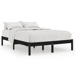vidaXL Estructura de cama sin colch&oacute;n madera maciza negro 140x190 cm