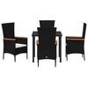 vidaXL Conjunto de Comedor de Jard&iacute;n con coj&iacute;n 5 pcs Negro