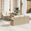 vidaXL Conjunto de sof&aacute; de jard&iacute;n 7 pcs Beige Polirat&aacute;n