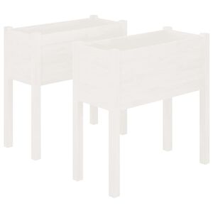 vidaXL Jardineras 2 uds madera maciza de pino blanco 70x31x70 cm