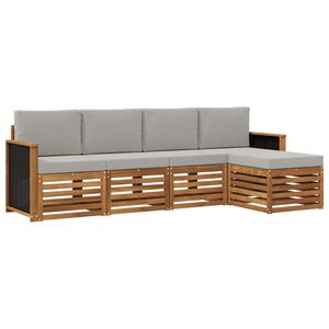 vidaXL Conjunto de sof&aacute;s de exterior 5 pcs Natural y Gris Claro