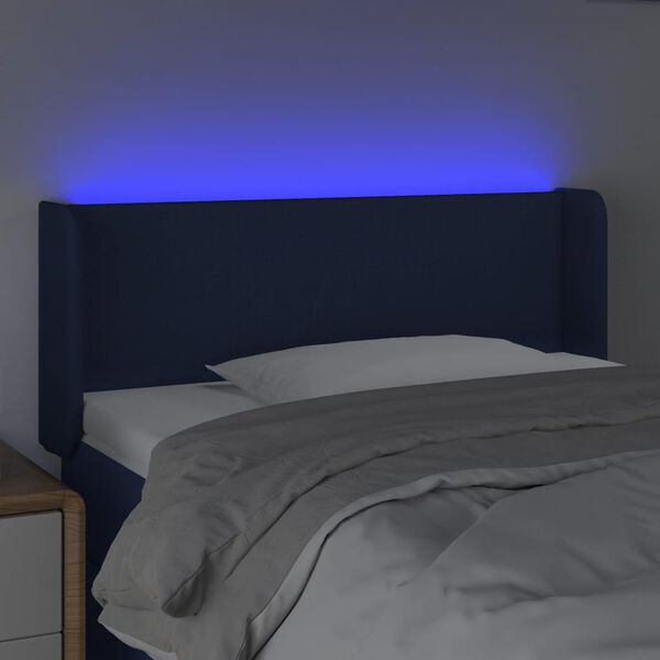 vidaXL Cabecero con LED de tela azul 103x16x78/88 cm
